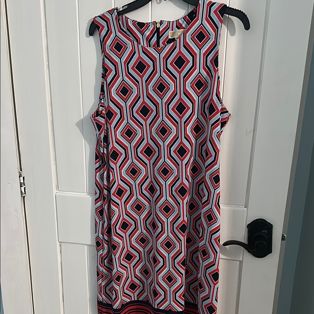 Michael Kors Red and White Sleeveless A-line Mini Dress